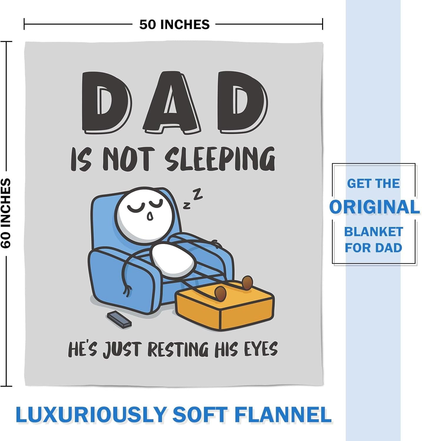 Funny Fathers Day Dad Gifts , Dads Birthday Gifts, Dad is Not Sleeping Blanket, Super Soft Throws Blanket for Napping