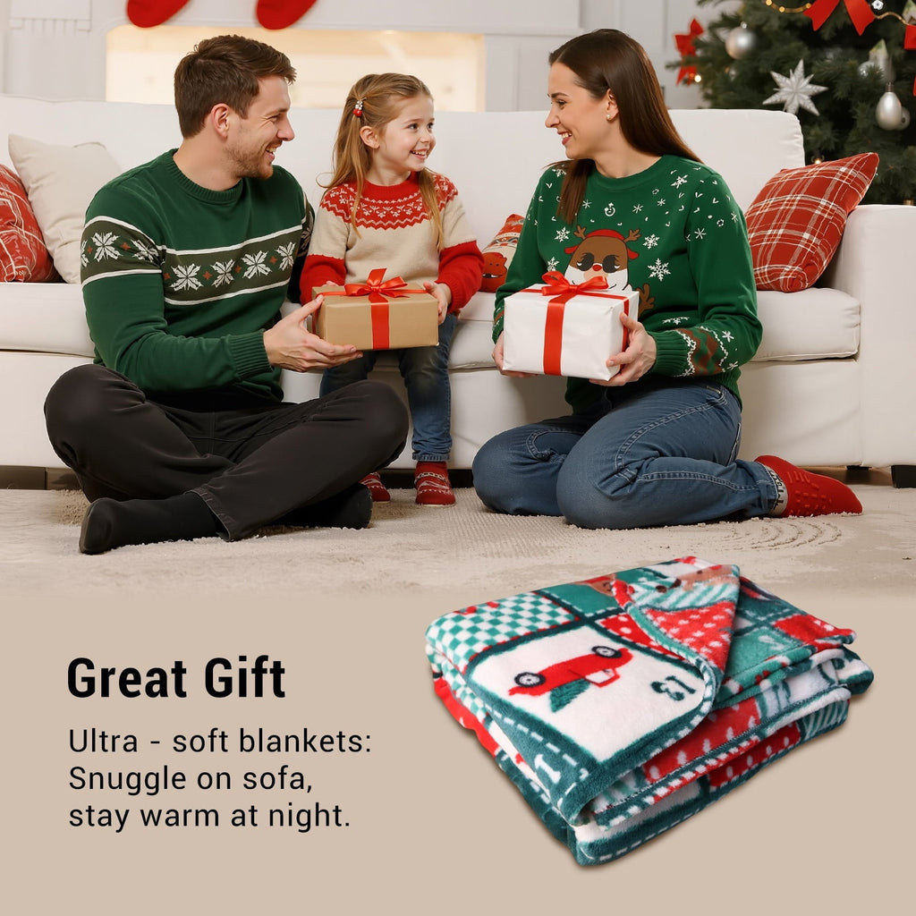 Cozy Blanket Printed Blanket Throw Christmas Blanket - 300 GSM Fleece Blanket Throw Size Blanket for Home Decoration,...