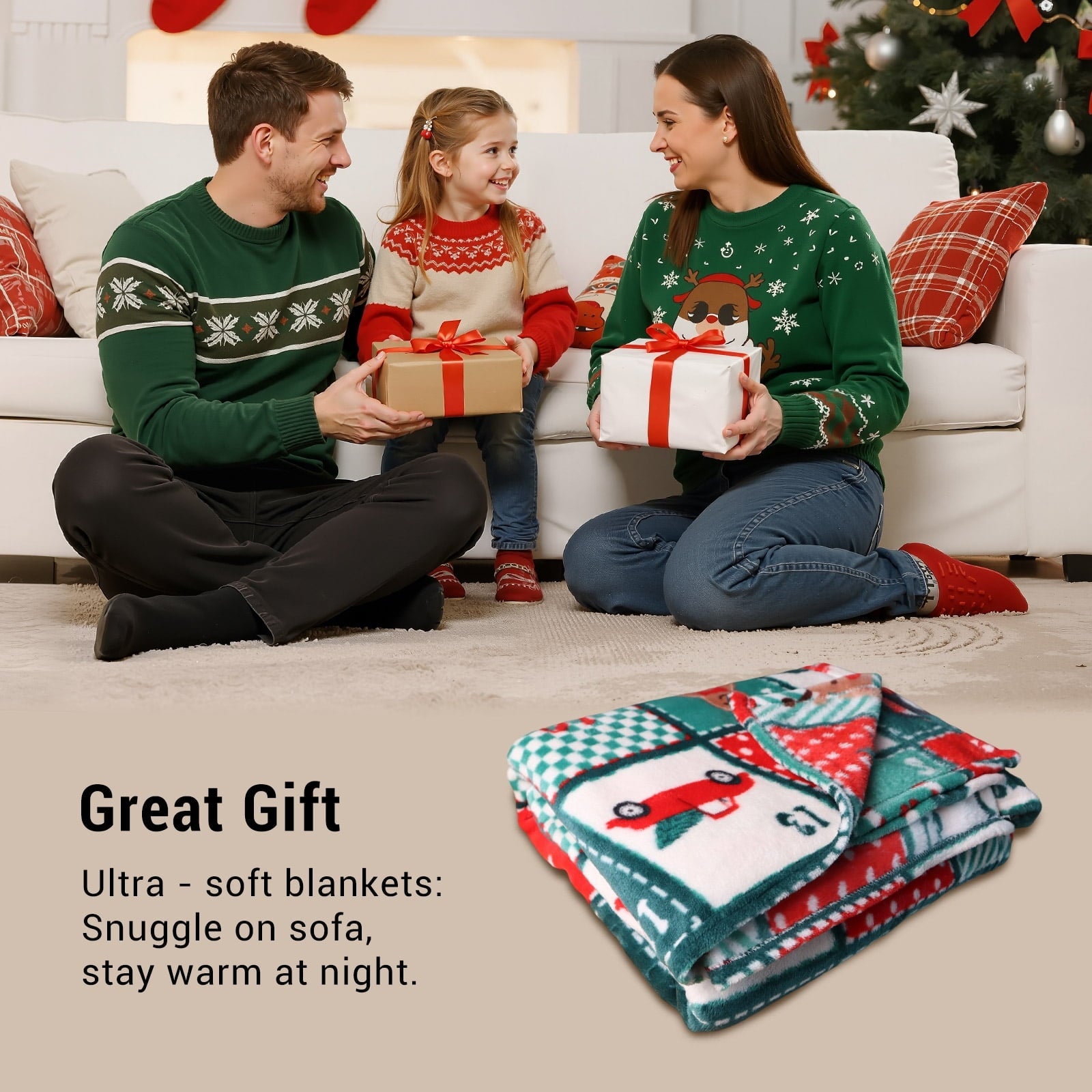 Cozy Blanket Printed Blanket Throw Christmas Blanket - 300 GSM Fleece Blanket Throw Size Blanket for Home Decoration,...