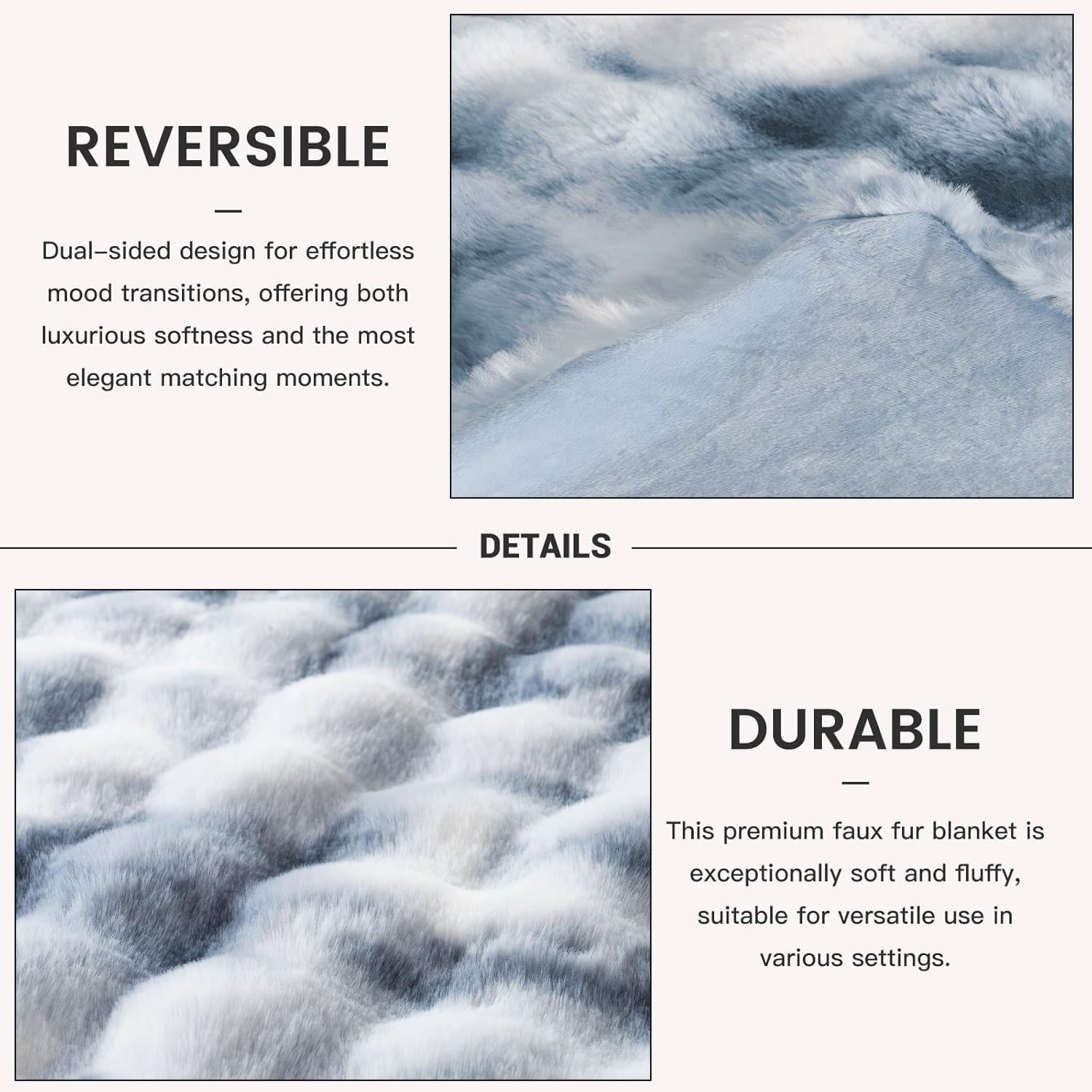 Faux Fur Blanket Fluffy Luxury Throw Blanket Plush Fuzzy Blanket for Couch Bed 50×60 Inches Tie-dyed Blue