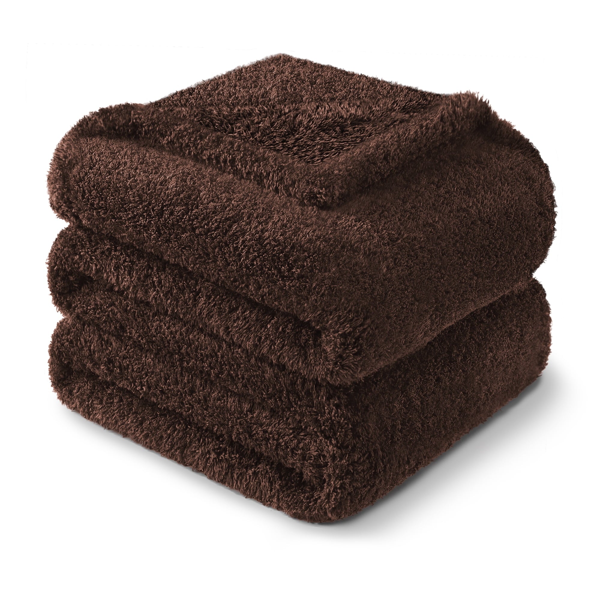 Fuzzy Fleece Throw Blanket for Couch Sofa, Lightweight Fluffy Solid Velvet Blanket, 50x60 Inches, Coffee