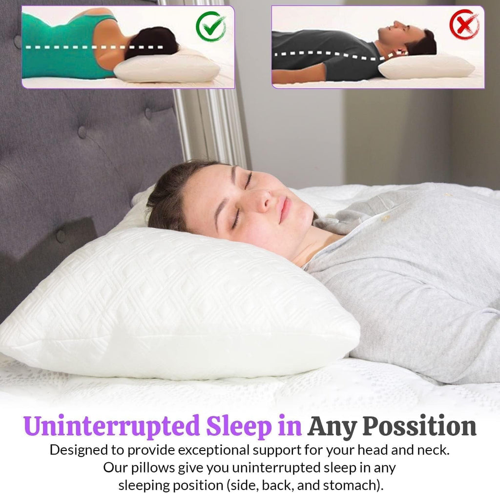 King Size Bamboo Pillow, Memory Foam Bed Pillows with Washable Pillowcases, King
