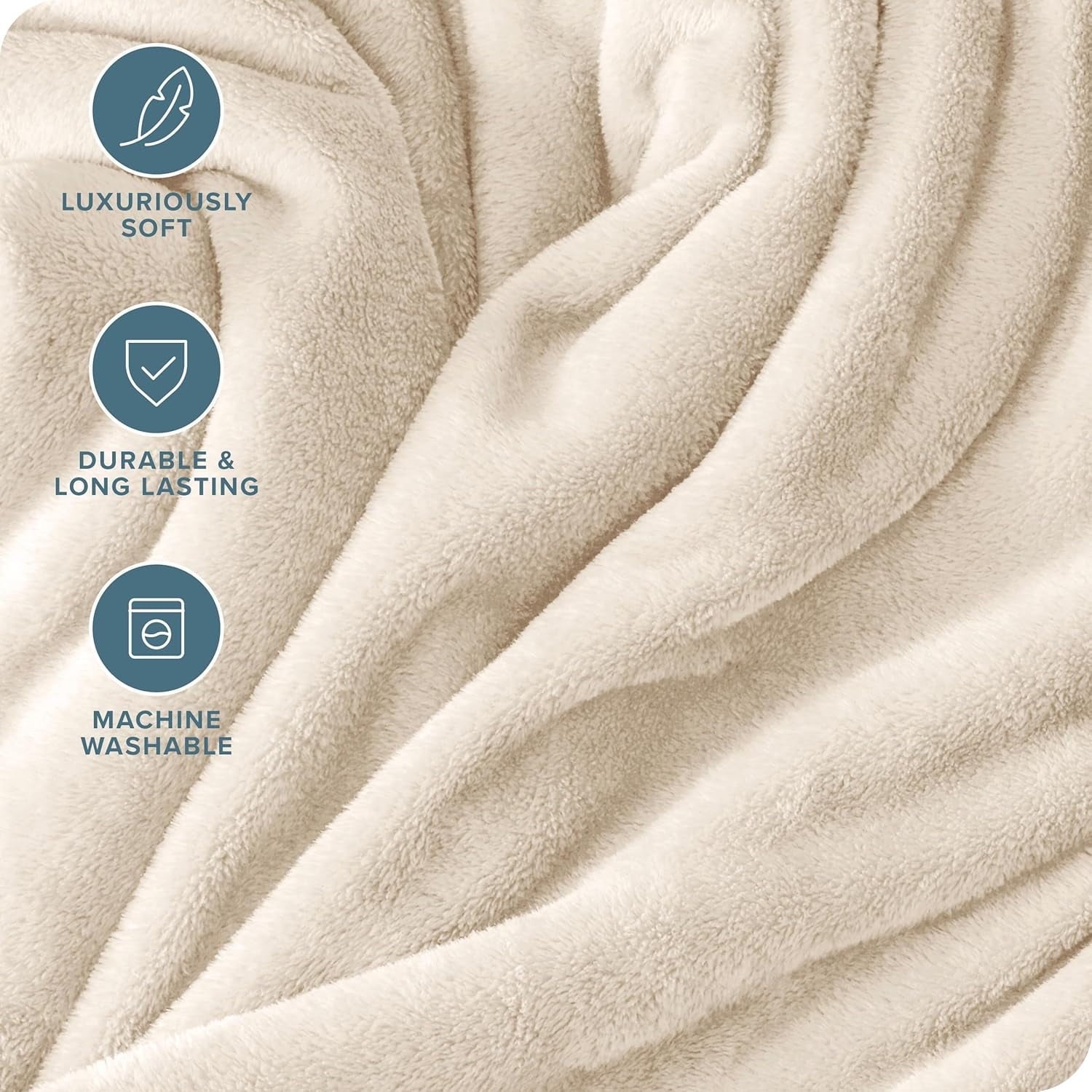 Throw Blanket for Couch, Ultra Soft Cream White Throws for Travel Camping Sofa Bed, Lightweight Cozy Bed Blanket for ...