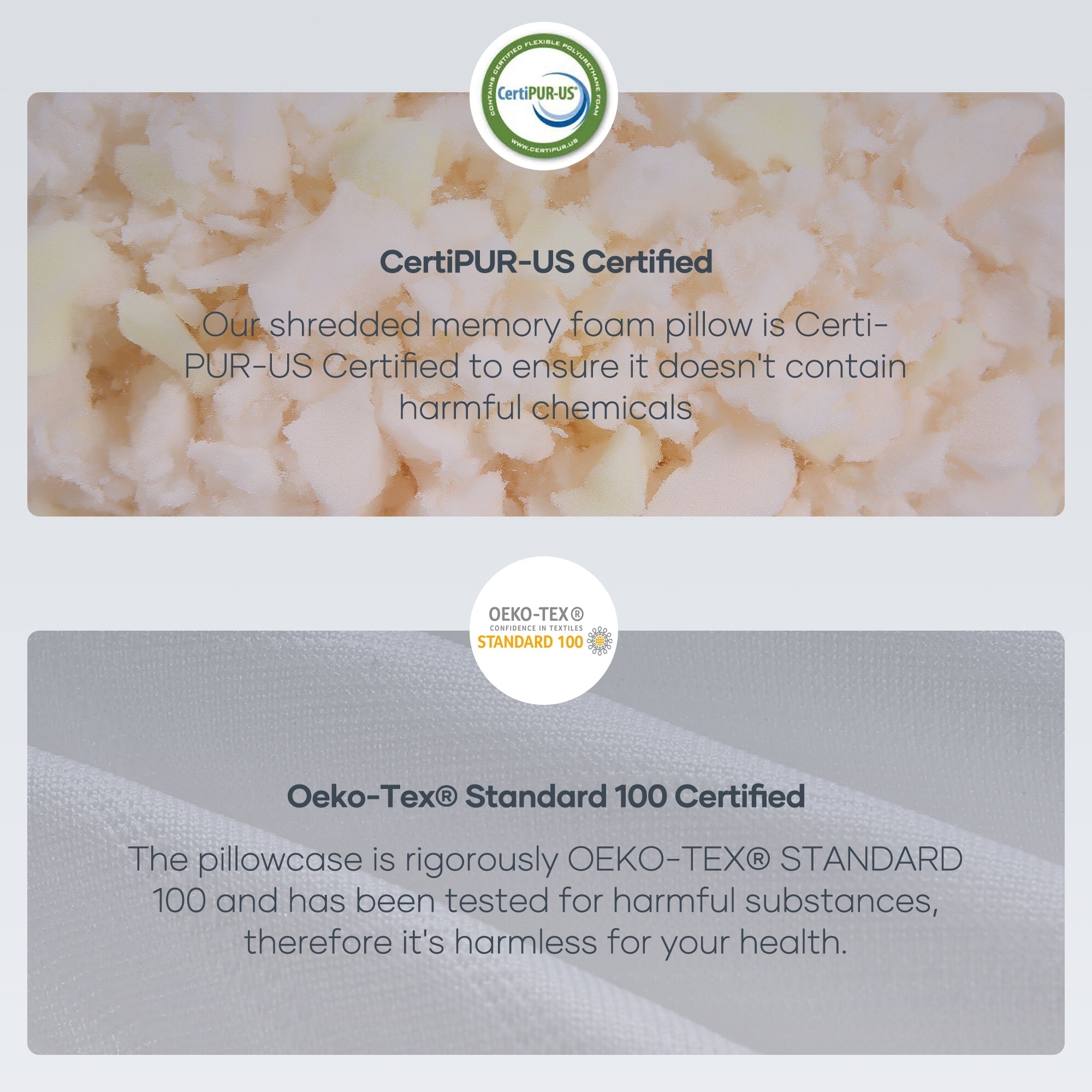 Shredded Memory Foam Pillow 2 Pack Pillow for Bed, Side, Back and Stomach Sleepers, CertiPUR-US Certified 28"x20"