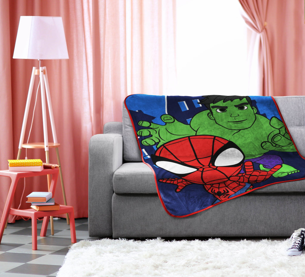 Spidey & His Amazing Friends Kids Throw, 46 x 60, Microfiber, Blue, Marvel