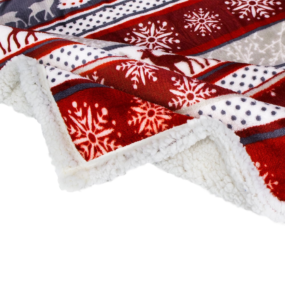 Premium Plush Sherpa Throw Christmas Blanket | Soft, Warm, Cozy, Reversible Microfiber Winter Cabin Throw | Plaid Hol...