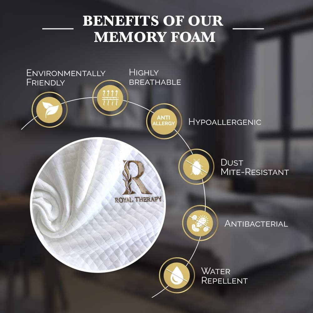 Queen Memory Foam Pillow + Extra Pillowcase, Bed Pillow for Neck & Shoulders for Adult
