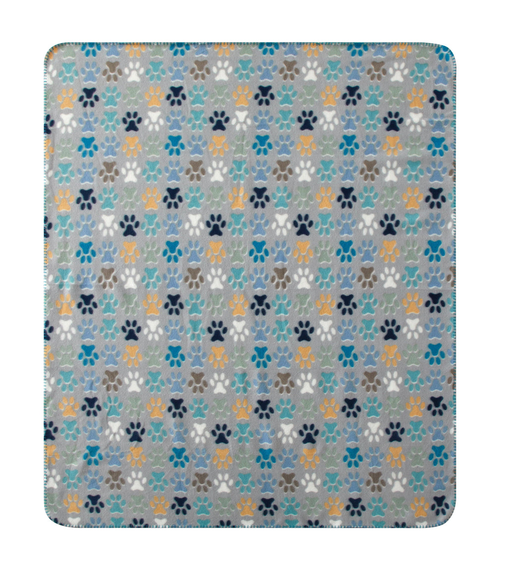 Cozy Fleece Throw Blanket, Gray Paw 50" x 60", All Ages