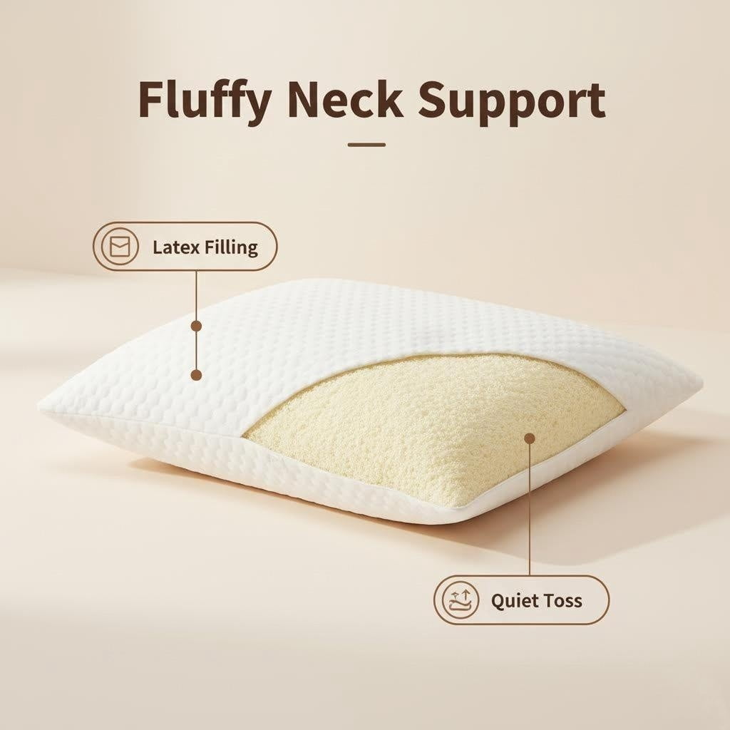 Queen Size Latex Pillow (2 Pack) Shredded Natural Latex Cooling Bed Pillows for Side & Back Sleepers, Medium Firm Sup...