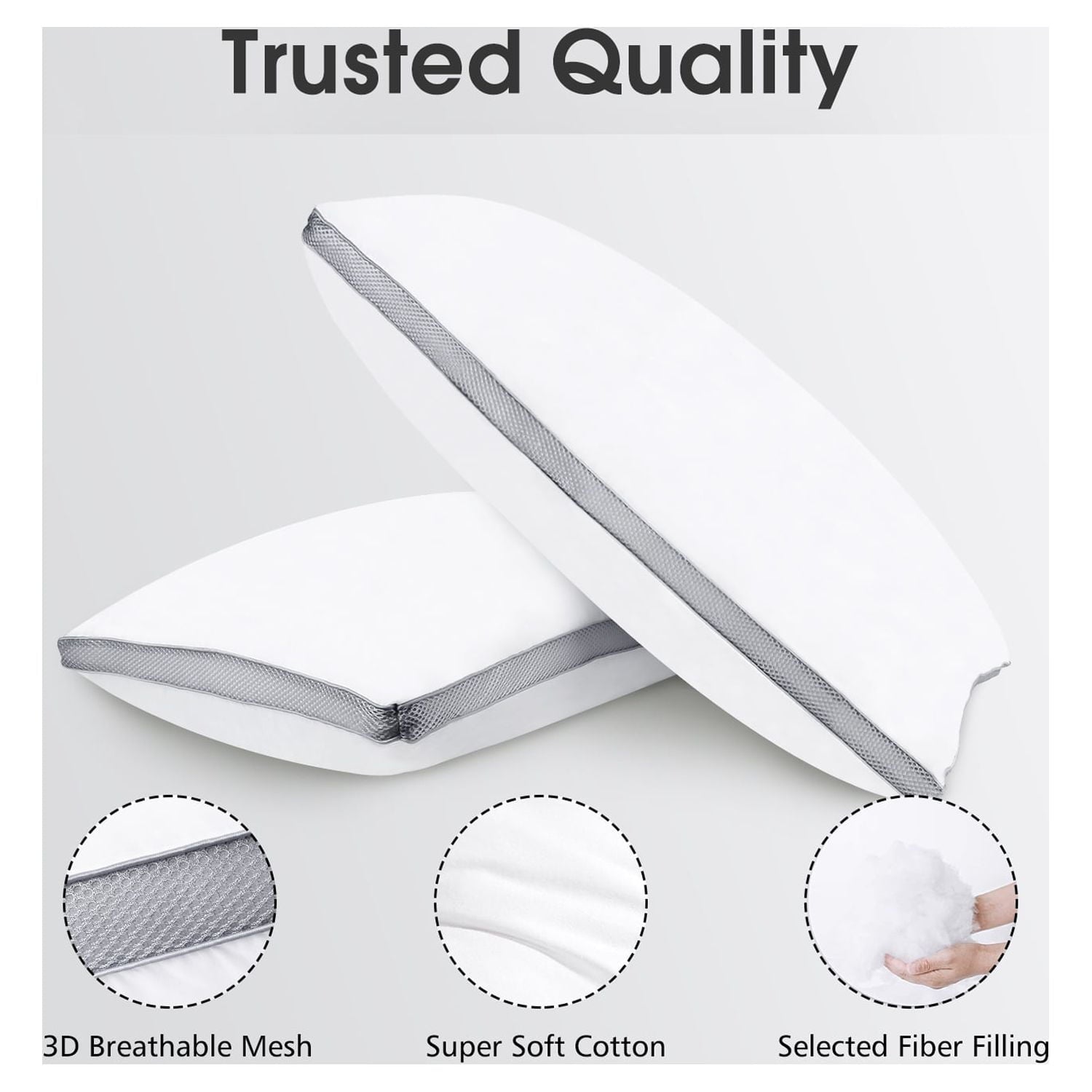 2 Pack Cotton Down Alternative Pillows,Queen Size Bed Pillows Gusseted Hypoallergenic