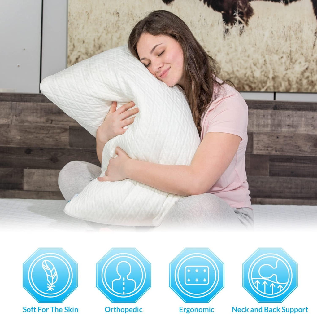 King Size Bamboo Pillow, Memory Foam Bed Pillows with Washable Pillowcases, King (1 Pack)