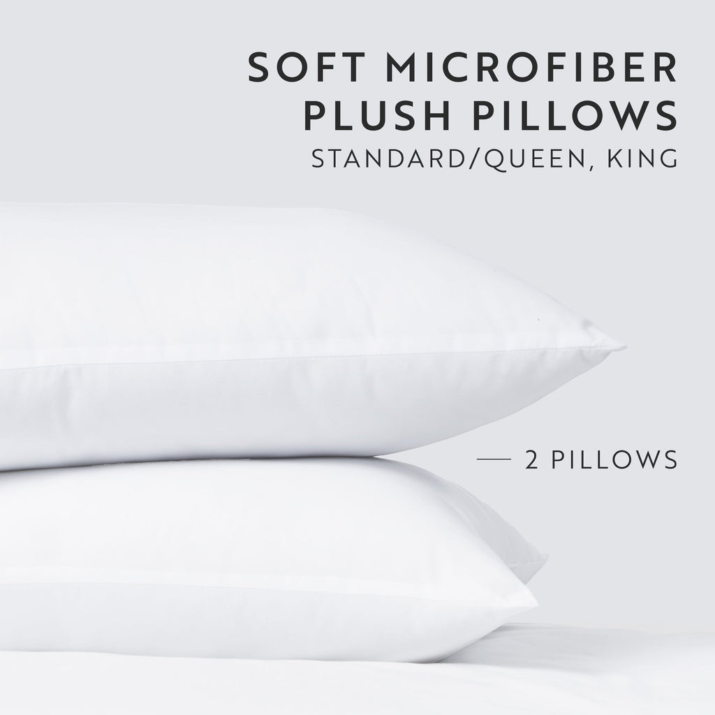 Plush Bed Pillows 2-Pack For All Sleep Styles - Back, Side and Stomach Sleepers - in King Size