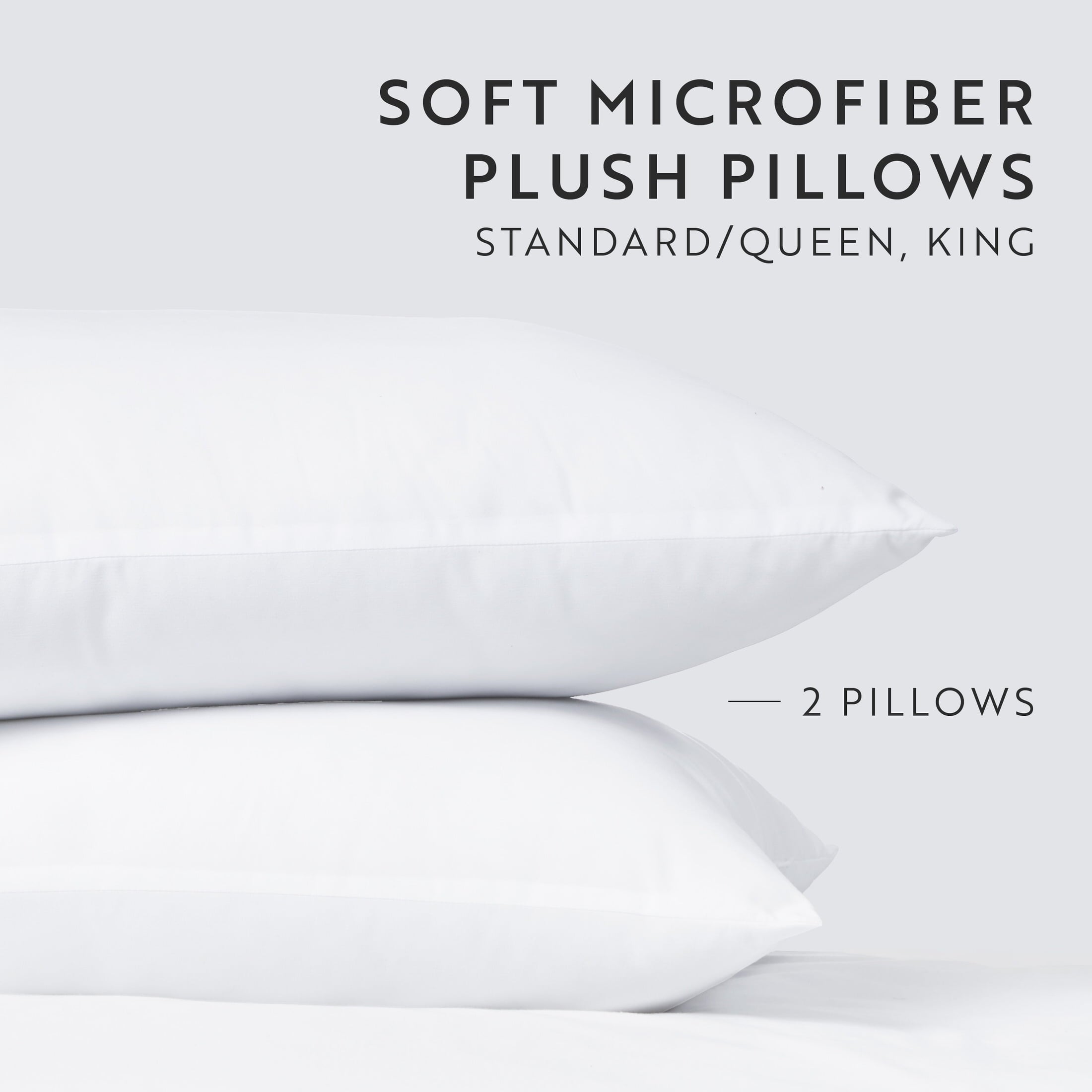 Plush Bed Pillows 2-Pack For All Sleep Styles - Back, Side and Stomach Sleepers - in King Size