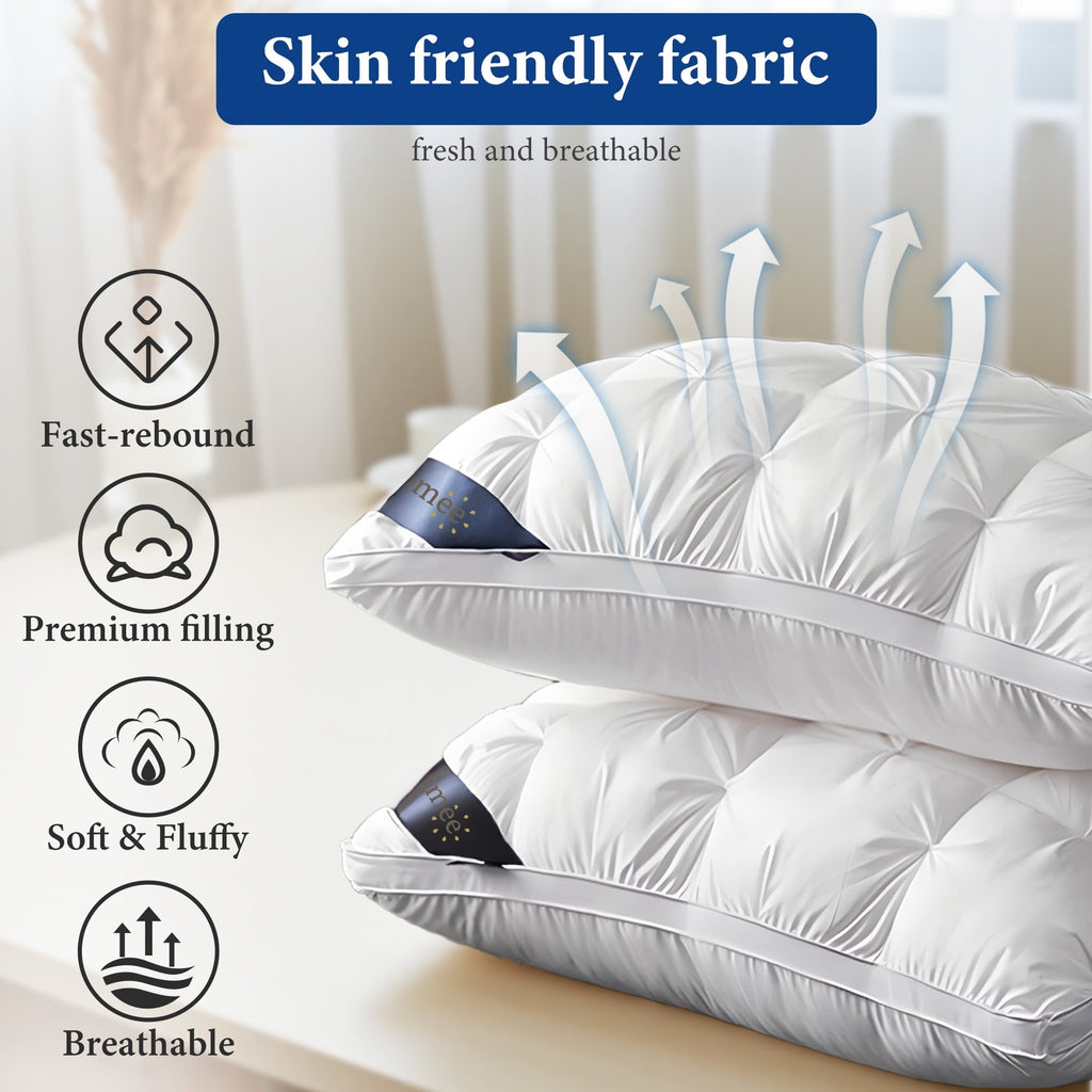 2-Pack Luxurious Hotel-Quality ,Resistant to Flattening, All-Season,White