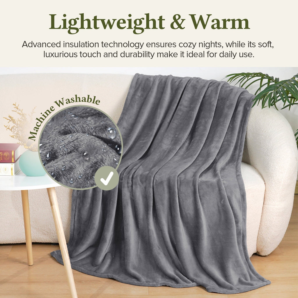 Fleece Throw Blanket, Fuzzy Soft Lightweight Blankets for Bed, Sofa, Suitable for All Season, Grey, 50x60 inches