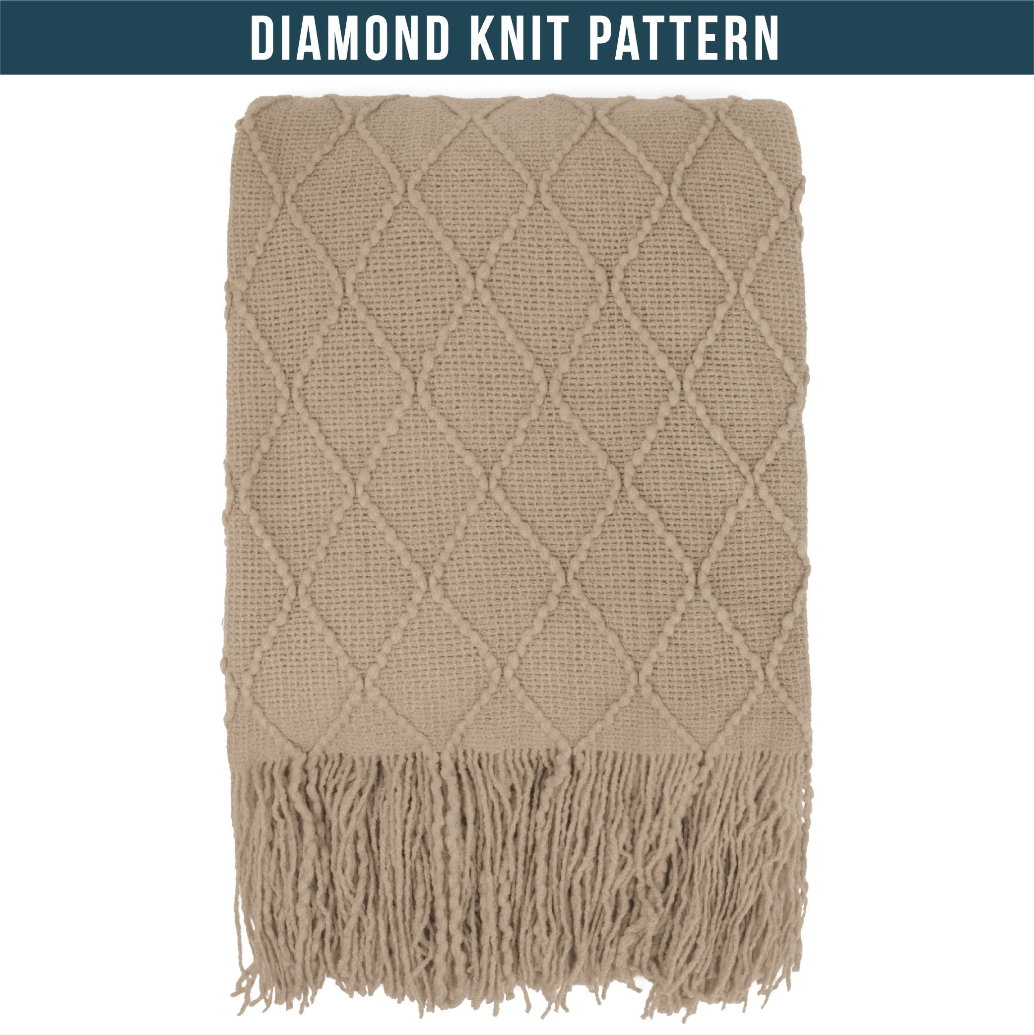 Tan Taupe Knit Throw Blanket for Couch Bed, Soft Knitted Farmhouse Sofa Throw for Living Room, Lightweight Decorative...