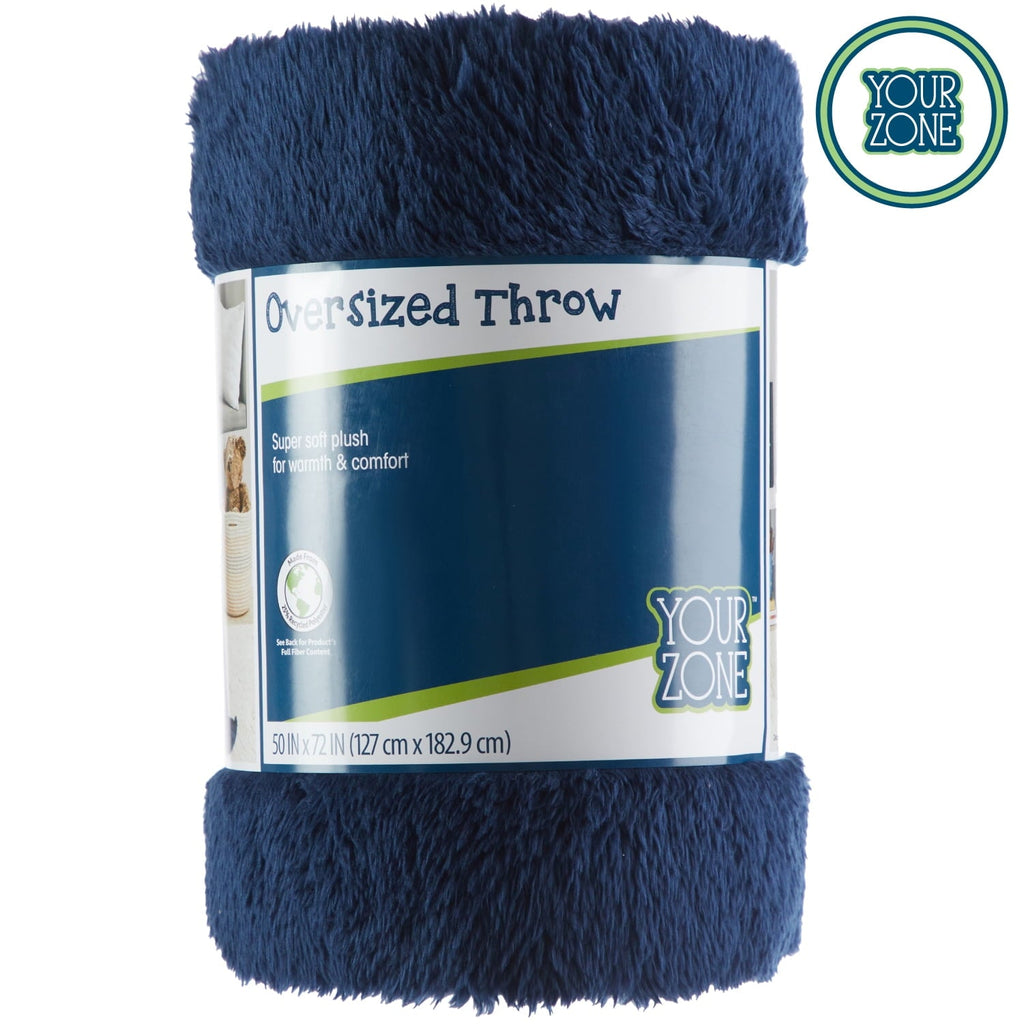Soft, Navy Blue, Oversized, Fuzzy, Throw Blanket for Kids, 72 x 50 inches
