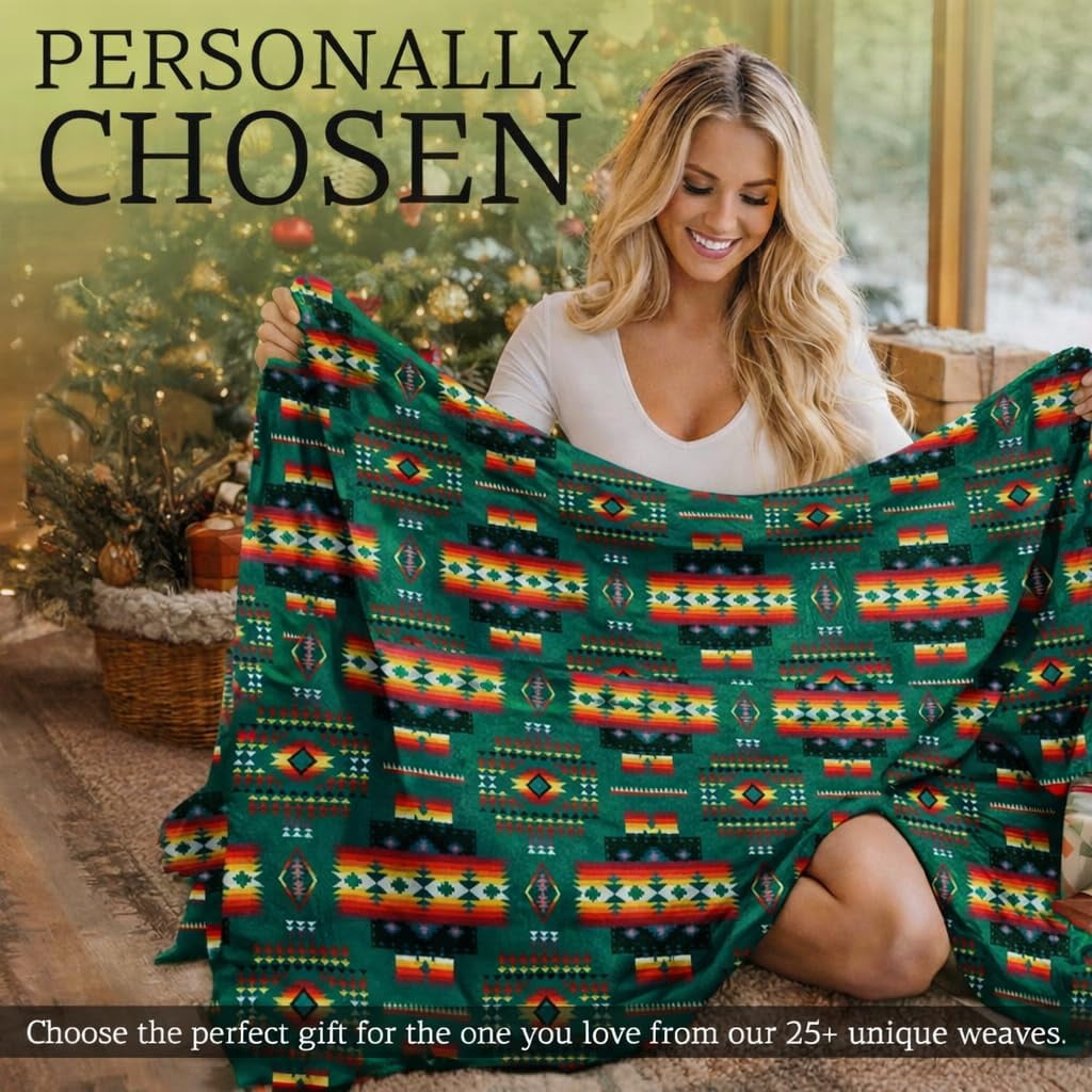 Sacred Thread Fleece Blanket South Western, Reversible Mexican, Vibrant Aztec Blankets and Throws for Aztec Decor for...