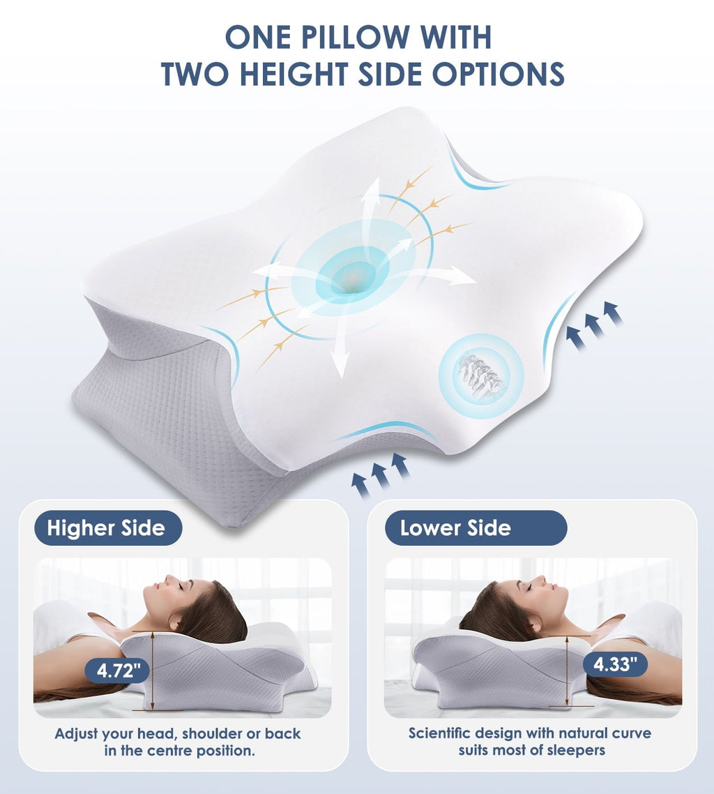 Cervical Pillow for Neck Pain Relief, Contour Memory Foam Pillows, Odorless Ergonomic Neck Pillow Adjustable Orthoped...