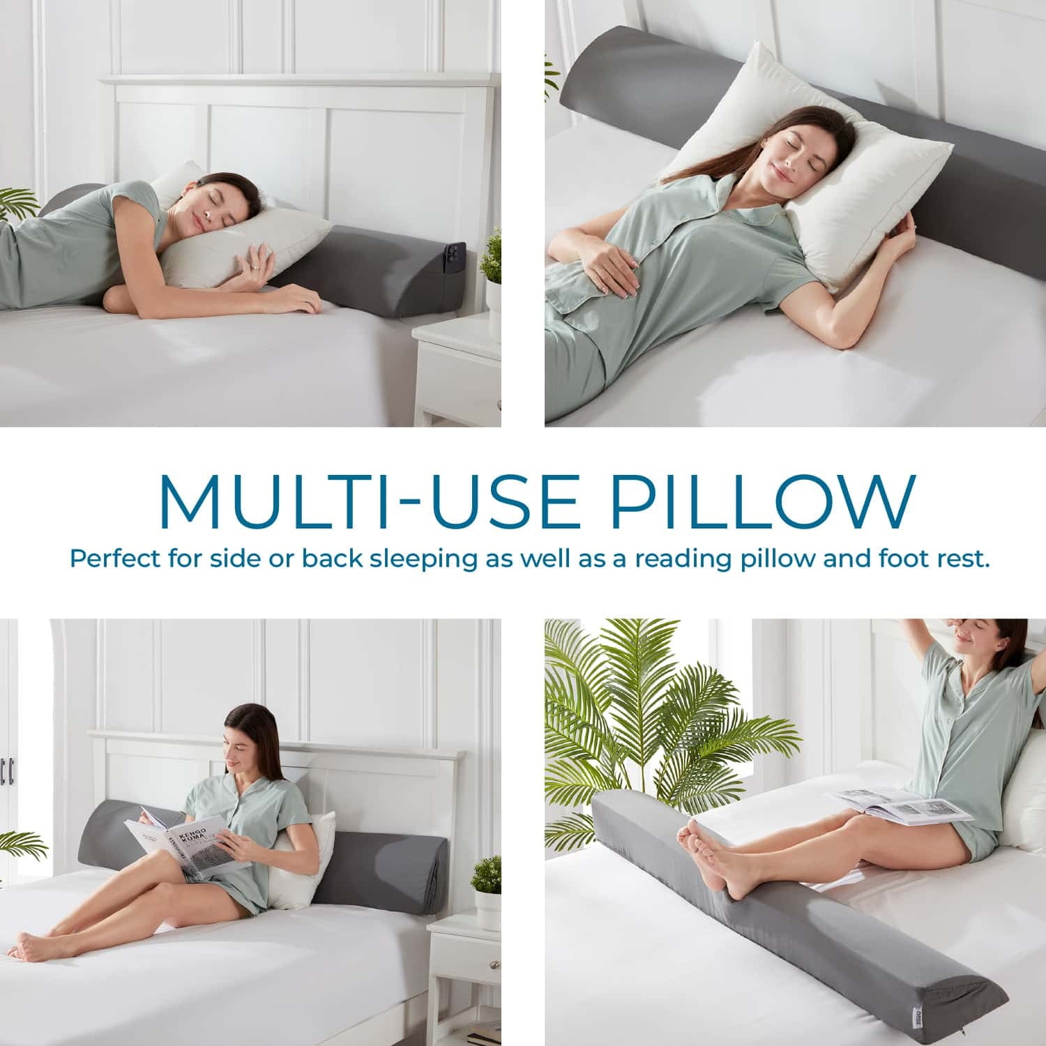 Bed Wedge Pillow for Headboard, Mattress Gap Filler Headboard Pillow, Queen Size