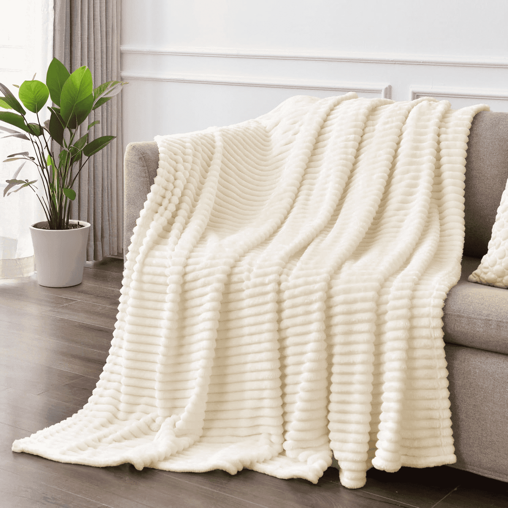 Throw Size Blanket, Extra Soft Lightweight Bed Blanket with Strip , Plush Fuzzy Cozy Throws for Couch, Bed, Sofa Cozy...