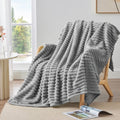 for Couch,Sofa,Bed, Super Soft Striped Gray Bed for Office Picnic Travel Bedroom, Warm Cozy Lightweight Home Decor fo...